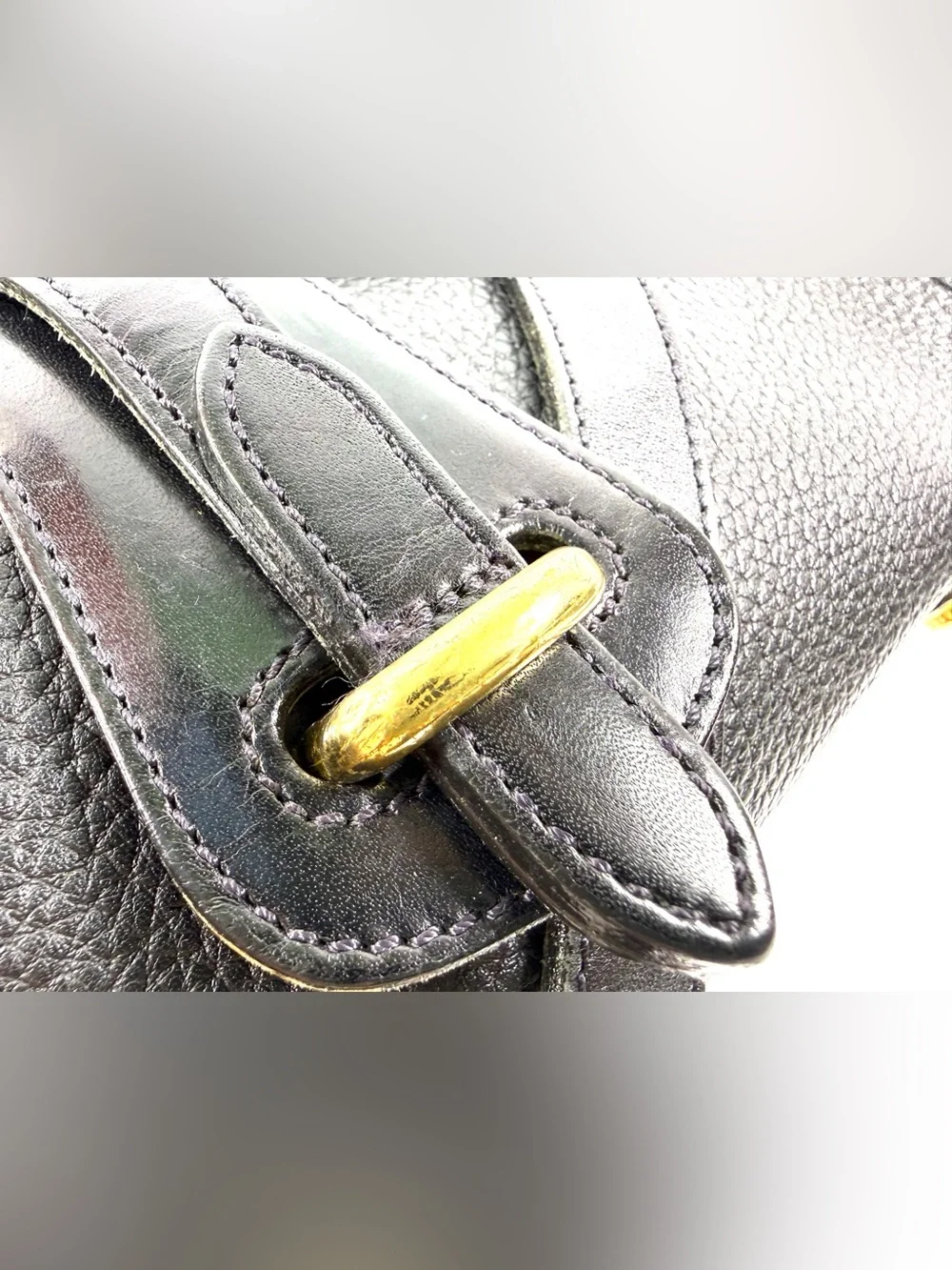 Dooney & Bourke Black Pebbled Leather Messenger with Gold-Tone Buckle